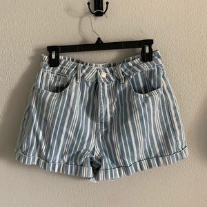 Blue and white jean shorts